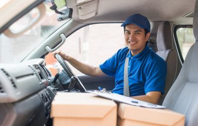 delivery man in truck